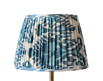 Turquoise Ikat Pleated Lampshade: Boho Home Decor Table Lamp Modern