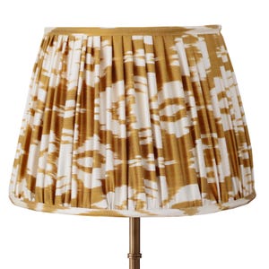 Golden Yellow and White Handmade Pleated Ikat Lampshade - Colorful Fabric Lighting - Modern Style - Custom Sizes Available - Unique