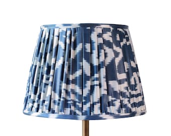 Handmade Blue Ikat Lampshade: Pleated Bohemian Fabric Lighting Lighting & Decor
