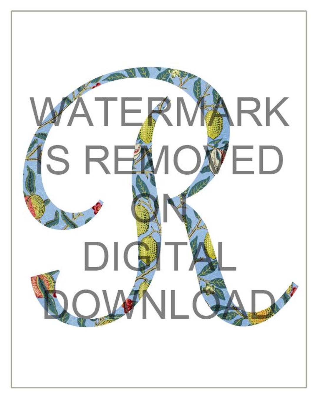 Monogram Letter R, Fruit Cursive Pattern (digital Download) - Etsy