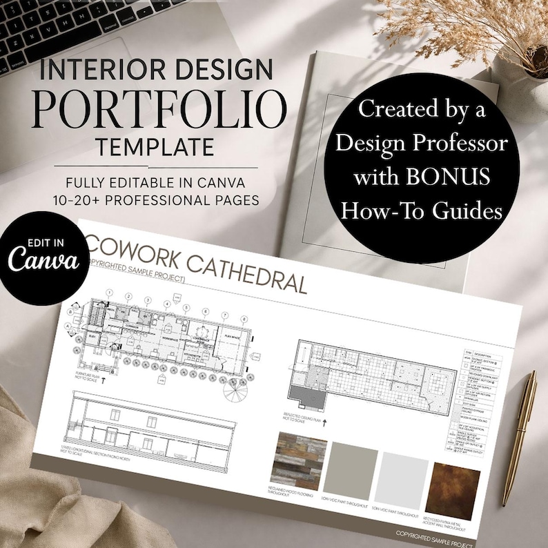 Professor Created Portfolio Template Interior Design, Canva Editable ...