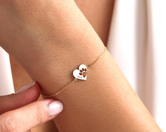 Personalized Paw Print Bracelet: Sterling Silver Heart, Pet Memorial Gift