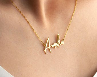 14k Solid Gold Name Necklace: Personalized Jewelry Gift