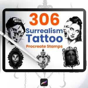 306 Surrealism Tattoo Stamps for Procreate Surreal Flash Brushes For Digital Artists