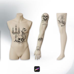 100 sellos de tatuaje surrealistas para Procreate Pinceles surrealistas para artistas digitales imagen 2
