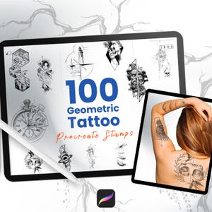 100 Geometric Tattoo Stamps for Procreate Minimalistic Flash Brushes For Digital Artists