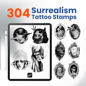 304 Surrealism Tattoo Stamps for Procreate Surreal Flash Brushes For Digital Artists