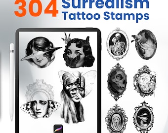 304 Tatuaje Surrealista Procreate Stamps Pinceles Flash Surrealistas Blackwork
