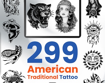 299 American Traditional Tattoo Stamps for Procreate Flash Brushes For Digital Artists