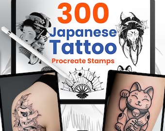 300 japanische Tattoo-Stempel für Procreate-Flash-Pinsel für digitale Künstler