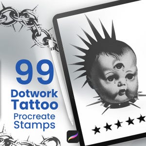 99 Dotwork Tattoo Stamps for Procreate Minimalistic Flash Brushes For Digital Artists