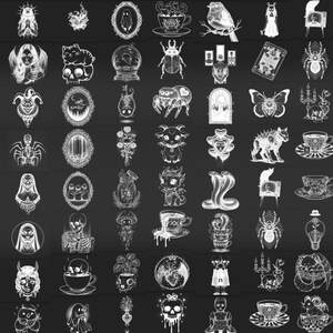 100 sellos de tatuaje surrealistas para Procreate Pinceles surrealistas para artistas digitales imagen 8