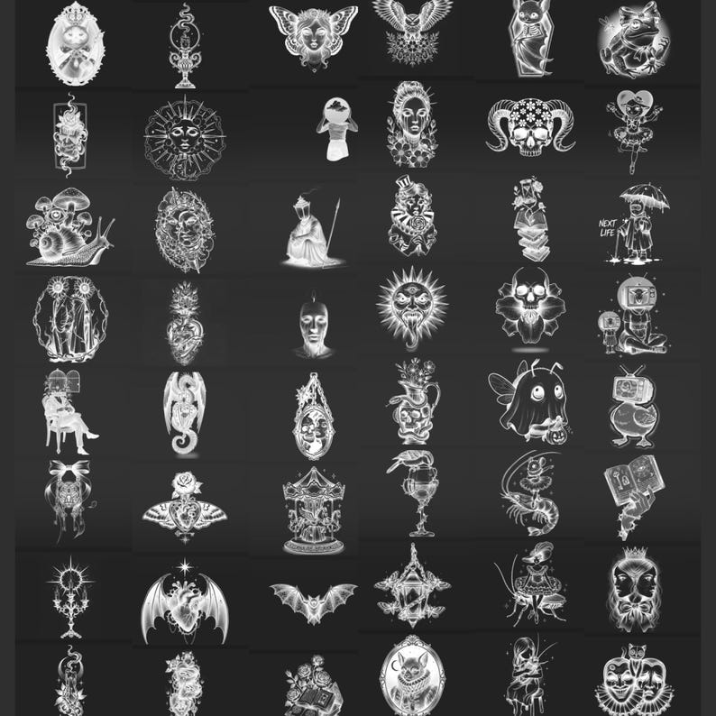 100 sellos de tatuaje surrealistas para Procreate Pinceles surrealistas para artistas digitales imagen 7