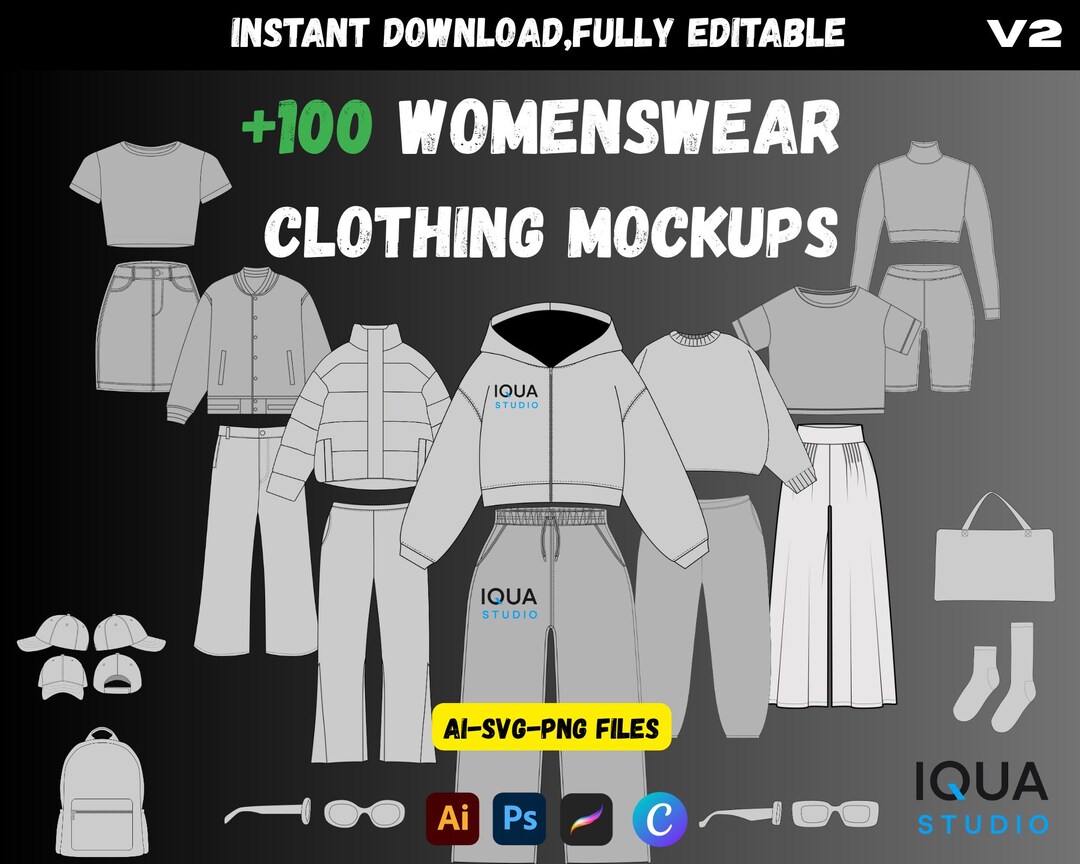 100+ Editable Womenswear Vector Mockups| Streetwear Fashion Templates ...