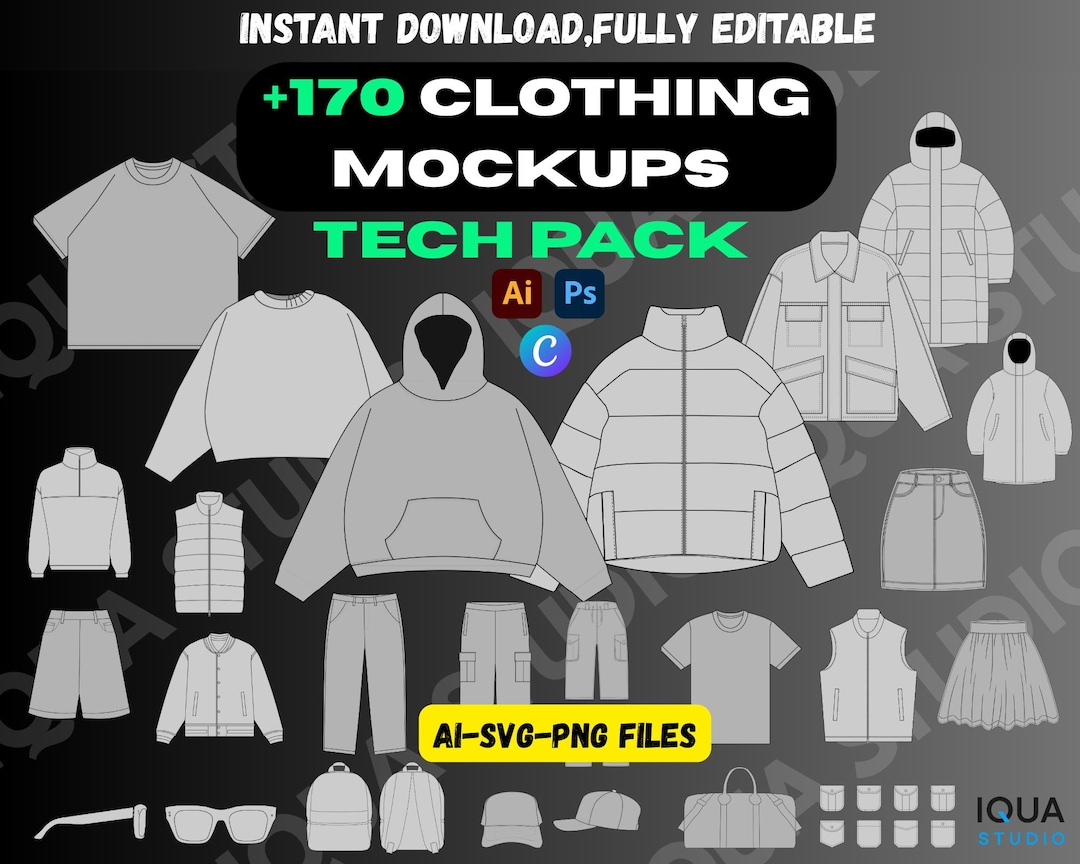 170+ Editable Vector Fashion Templates | AI + PNG Mockups for Hoodies ...
