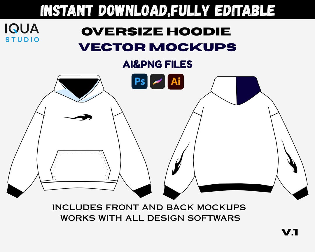 Editable Vector Hoodie Mockups – Instant Download - Etsy