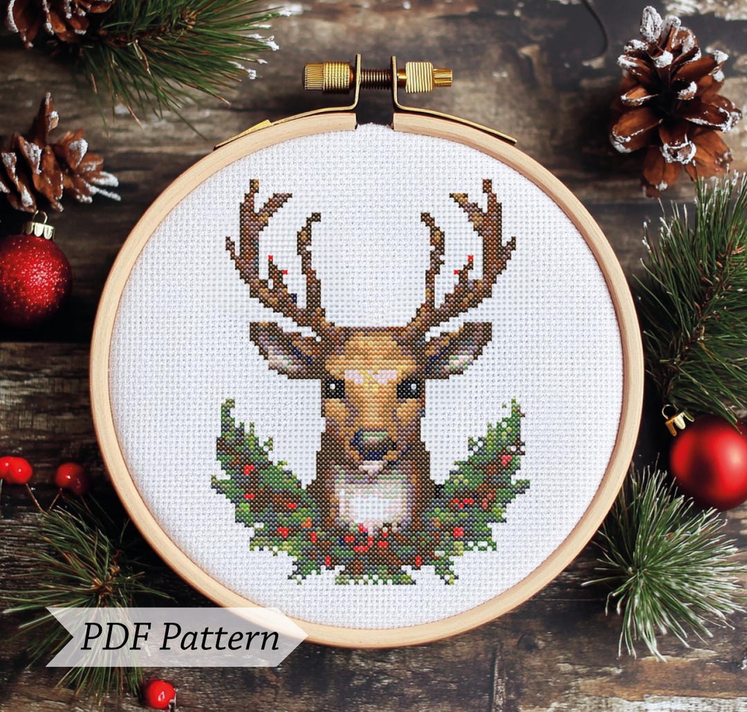Christmas Reindeer Cross Stitch Pattern PDF - Digital Download - Etsy