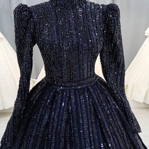 Unique Sequin Hijabi Dress, Engagement Dress, Muslim Evening Dress, Bridal Ball Gown, Hijab Satin Evening Dress, Elegant Bridesmaid Dress