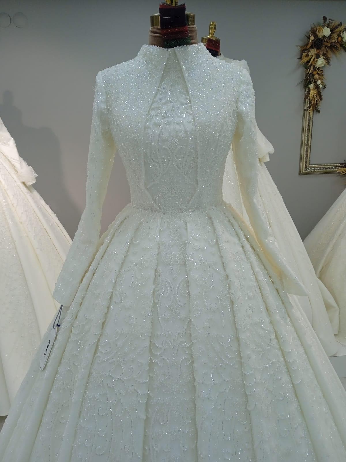 Muslim Blue Beaded Satin A-Line Elegant Evening Dresses Wedding Party Gowns For Woman LA71135 main image 1