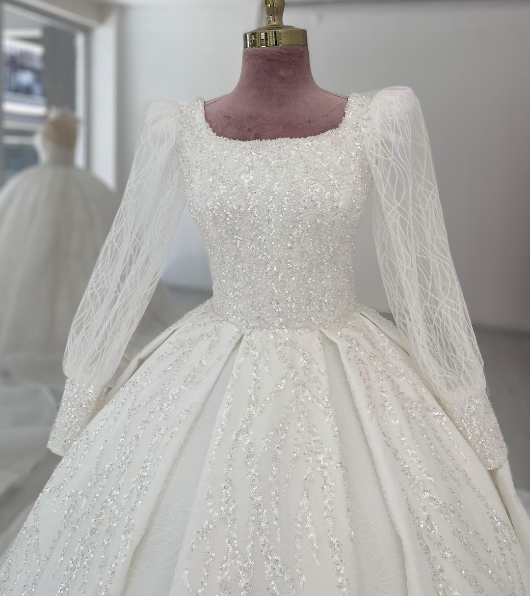 Hijab Bridal Gown Princess Ball Style Modest Wedding Dress Muslim