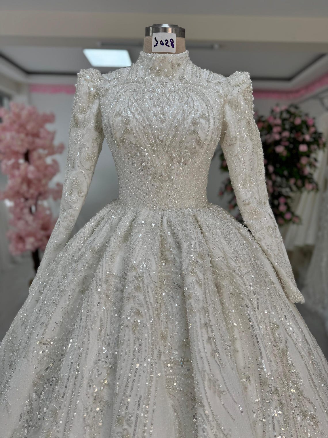 Hijab Wedding Dress With Sculpted Bodice Design Muslim