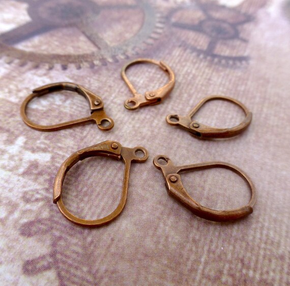 10x16mm Earring Clasp 20 Pcs Bronze Tone Plain Leverback Earring Findings