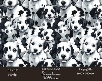 1 x chiot dalmatien, motif numérique sans couture, impression de chien pour tissu, papier peint animal, papier d'emballage pour enfants, scrapbooking, travaux manuels par sublimation