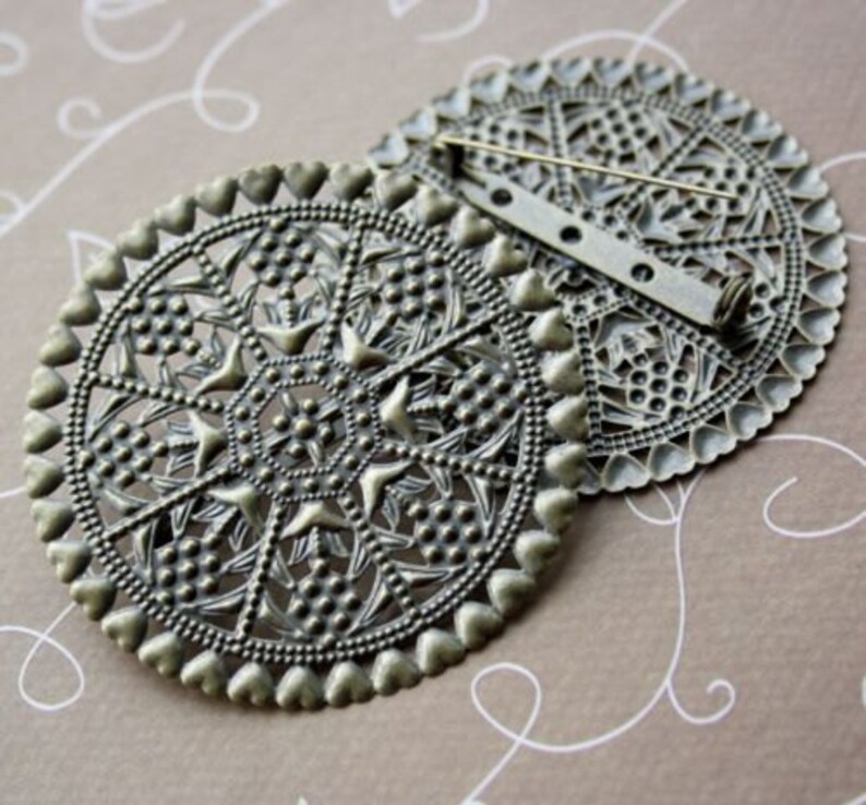 Pack of 4 Antique Bronze Brooch Finding Etsy