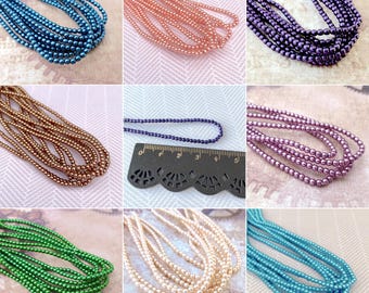 High Quality Round Czech Glass Pearls 2mm Strand of 150 beads
