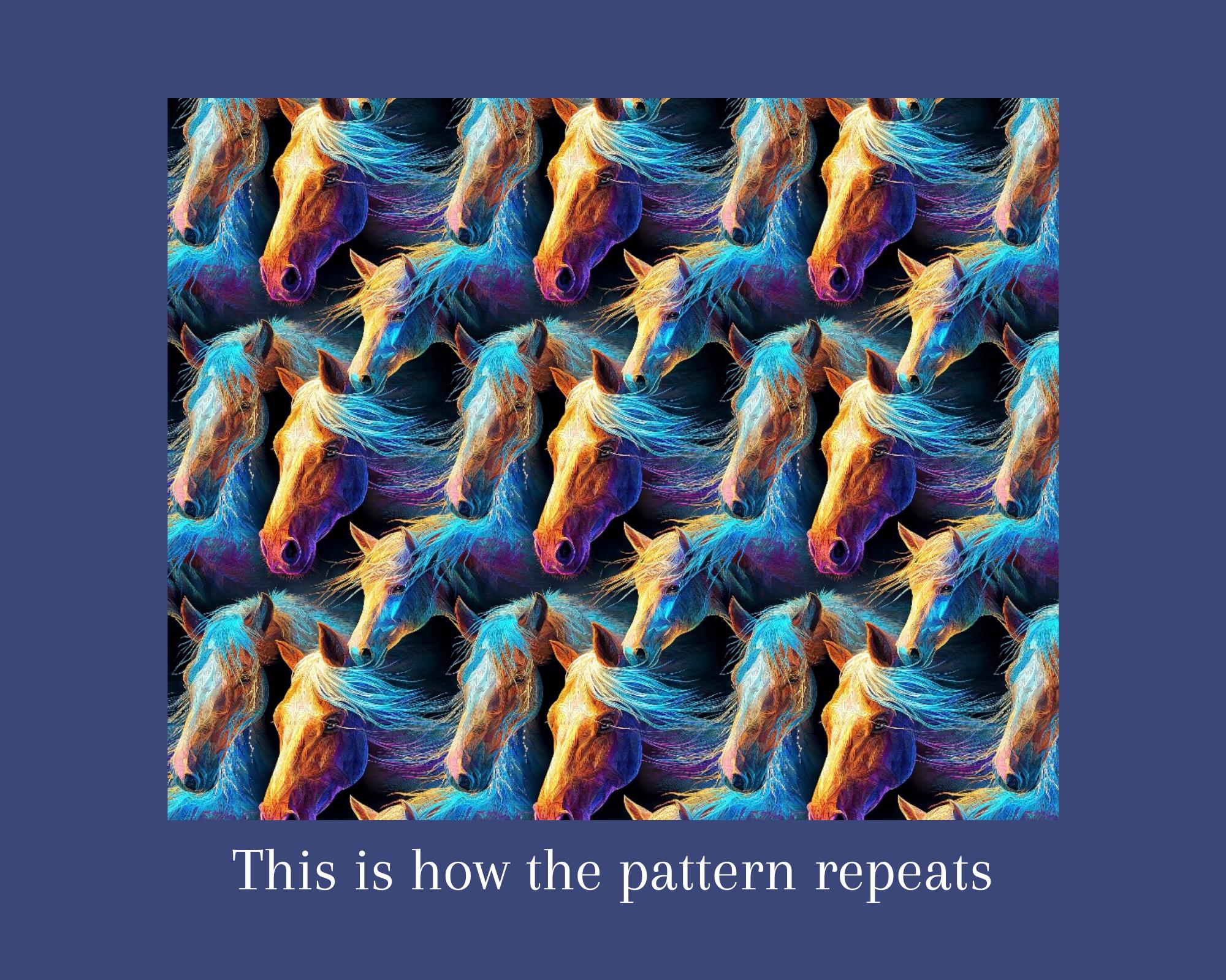 1x Rainbow Horse Seamless Digital Pattern Colourful Equine Repeat Tile ...