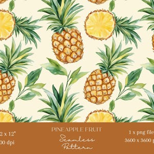 1x Ananas-Frucht-nahtlose Muster-Wiederholungs-Datei für Stoff-Druck Scrapbooking Digitaler Hintergrund Digitales Papier Sublimation