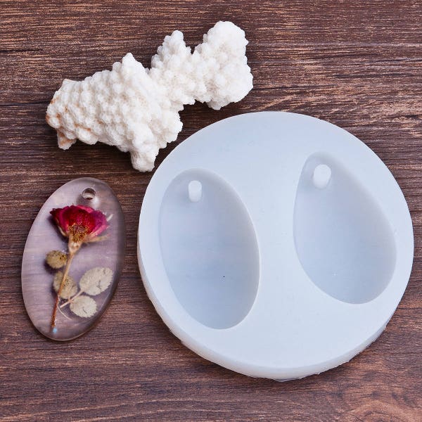 Silicone Mould Oval Drop Pendants Mould for resin