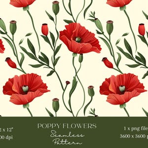 1x Papier numérique souvenir fleur de pavot, motif transparent, papier de scrapbooking, fond numérique, motif de sublimation, journalisation indésirable