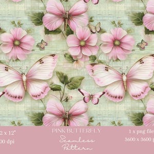 1x roze vlinder vintage naadloos digitaal patroon stof, insectenbehang, bloemen achtergrond dierenontwerp sublimatie