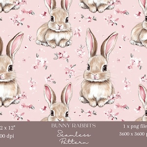 1x Aquarell Rosa Häschen-Kaninchen-nahtloses Digital-Papier-Gewebe-nahtloses Muster Scrapbooking-Hintergrund-Ostern-Digital-Sublimation