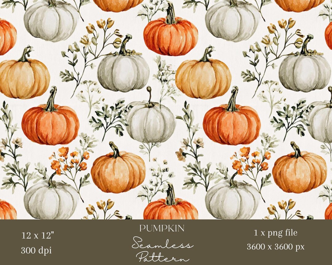1x Pumpkins Fall Digital Paper Seamless Pattern Repeating File for ...