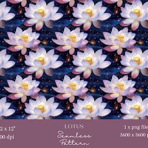1x Mystic nevel Lotusbloem naadloos patroon Scrapbooking Digitaal papier achtergrond Sublimatiepatroon Floral Junk Journalling