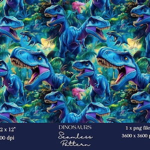 1 x Dinosaurier Musterdesign Digitale Wiederholung Datei Jungen Zimmer Tapete Stoff Druck Grün Hintergrund Design Fantasy Digitaler Hintergrund