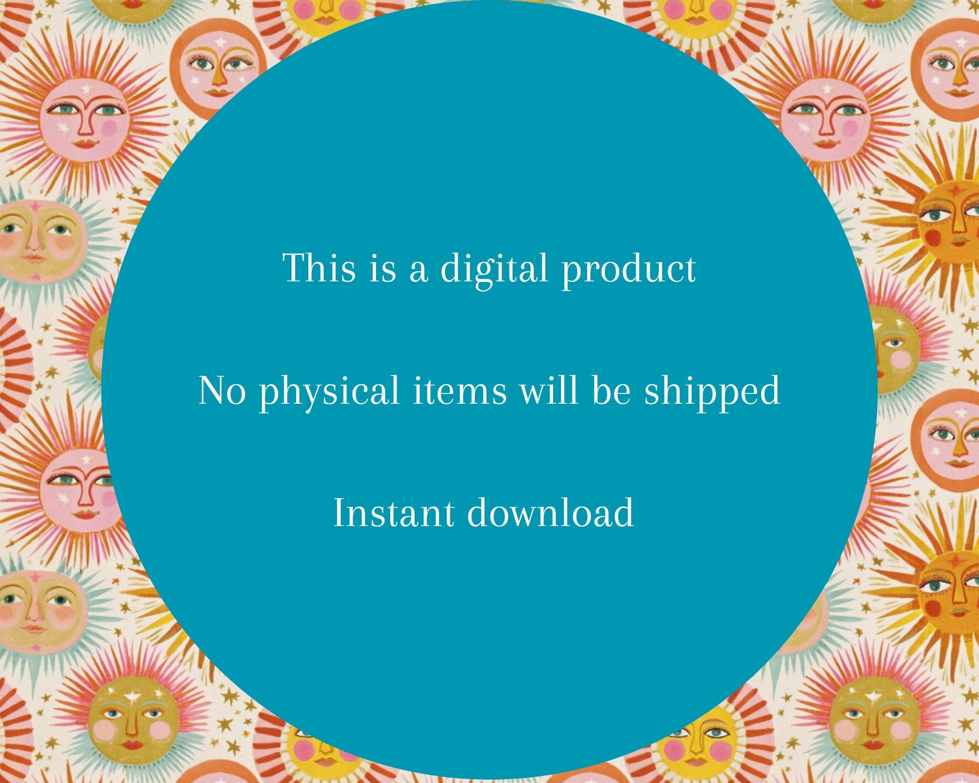 1 X Celestial Sun and Moon Seamless Digital Pattern Boho Sun Face ...