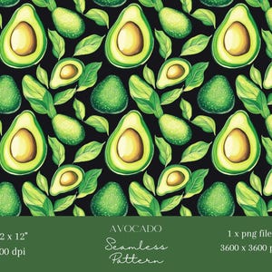 1x Avocado-Frucht-nahtlose Muster-Wiederholungs-Datei für Stoff-Druck Scrapbooking Essen Digitaler Hintergrund Digitales Papier Sublimation