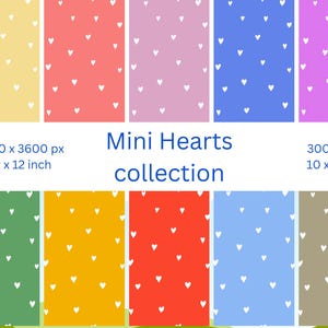 10 x Mini Hearts Collection Digitaal papier, naadloos patroon, scrapbookingpapier, digitale achtergrond, sublimatiepatroon, junkjournaling