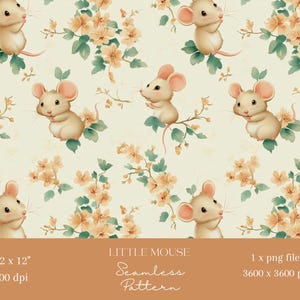 1x fichier répétitif de motif sans couture animal petite souris pour impression sur tissu scrapbooking fond numérique sublimation papier numérique