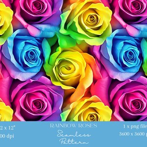 1x Rainbow Roses Floral Seamless Digital Paper Fabric Seamless Pattern Scrapbooking Paper Colourful Digital Background printable