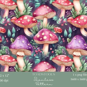 1 x champignon vénéneux rose et violet papier numérique répéter tissu motif sans couture Scrapbooking fond numérique joli motif sublimation