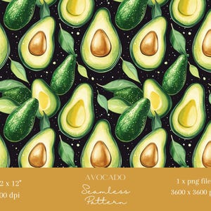1x Patrón sin costuras de aguacate con semillas, archivo repetido para impresión en tela, álbum de recortes, comida, fondo digital, papel digital de sublimación