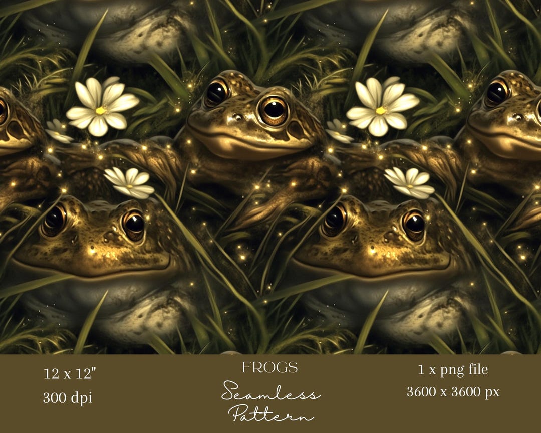 1x Patrón digital sin costuras de rana dorada, diseño de sapo y margarita  del bosque encantado, papel tapiz, papel de regalo, proyectos de  manualidades, sublimación - Etsy México, image size:1080x864