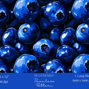 1x Blaubeere Obst Digitales Papier Blaues Nahtloses Muster Datei für Stoff Lebensmittel Digitalen Hintergrund Sublimationsdesign