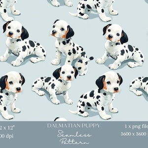 1 x Dalmatian Puppy Seamless Digital Pattern Cute Dog Digital Paper Wallpaper, Fabric, Pet Animal Wrapping, Sublimation Crafts, Scrapbooking