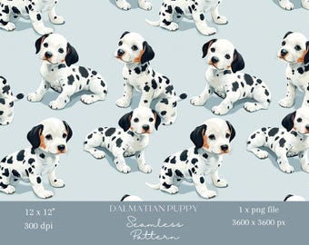 1 x chiot dalmatien, motif numérique sans couture, chien mignon, papier peint numérique, tissu, emballage d'animal de compagnie, travaux manuels de sublimation, scrapbooking