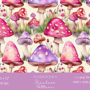 1x chambre d'enfant motif champignon champignon numérique répétition tissu motif sans couture Scrapbooking fond numérique motif sublimation